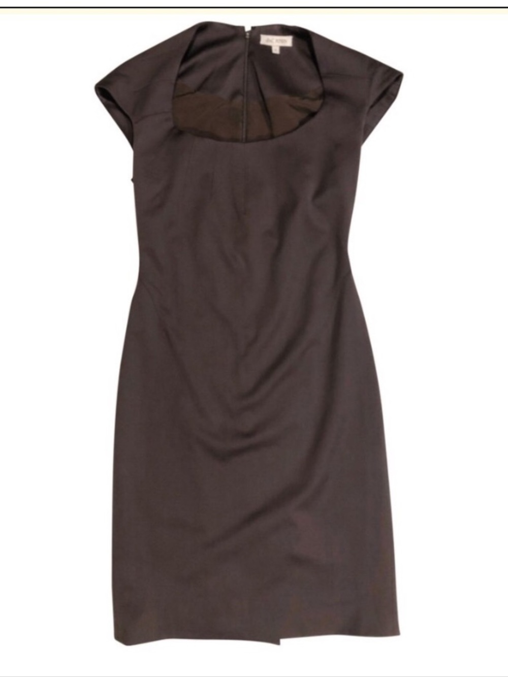 Zac Posen Black Midi Cap-Sleeve Sheath Dress